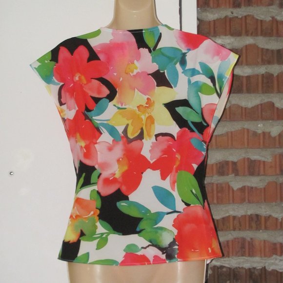 Joseph Ribkoff Twist Front Top Floral Size 6 - Picture 2 of 6